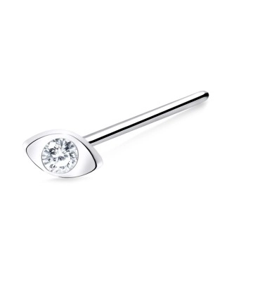 Eye Shaped Stone Set Straight Nose Stud NSKA-203n